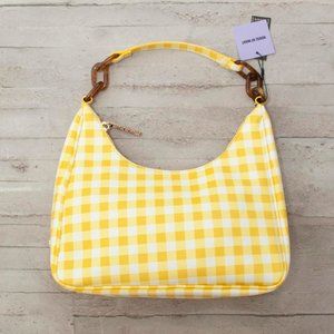 NWT House of Want Vegan Leather Hobo Bag in Yellow Gingham